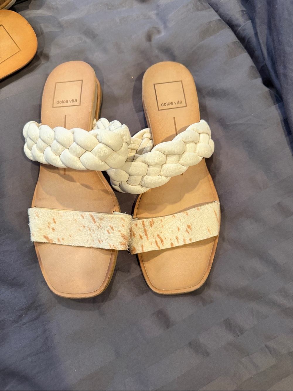 Dolce Vita White Braided Slide Sandals